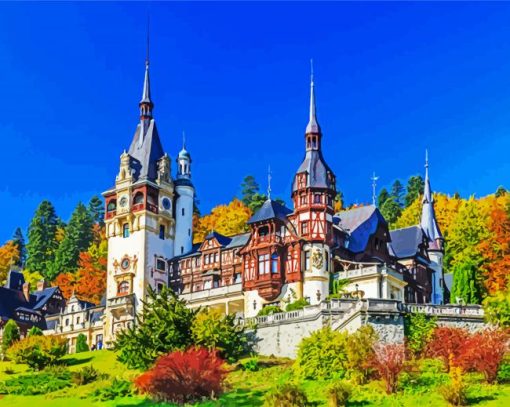 Aesthetic Peleș Castle paint by numbers