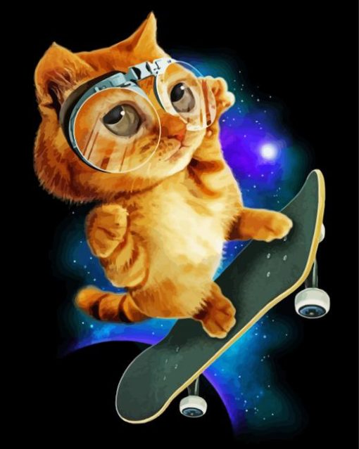 Skater Cat Animation paint by numbers