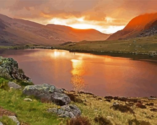 Snowdonia National Park At Sunset paint by numbers