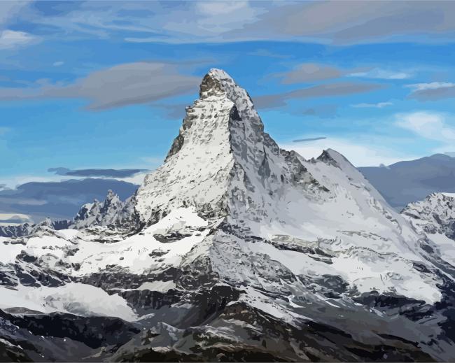 Snowy Mountain Matterhorn paint by numbers