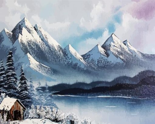Snowy Mountains Landscape paint by numbers