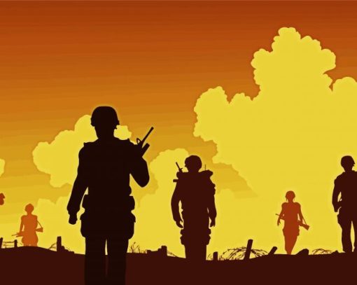 Soldiers In War Silhouette paint by numbers