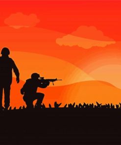Military Soldiers Silhouettes paint by numbers