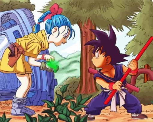 Son Goku And Bulma paint by numbers