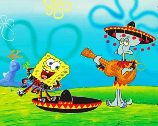 Squidward And Spongbob paint by numbers