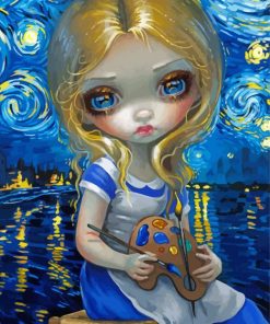 Starry Night Strangeling Girl paint by numbers