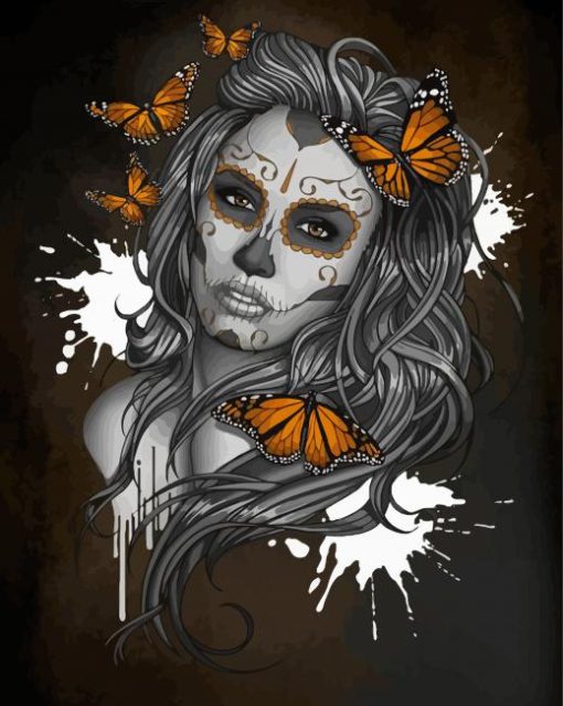 Sugar Skull And Butterflies paint by numbers