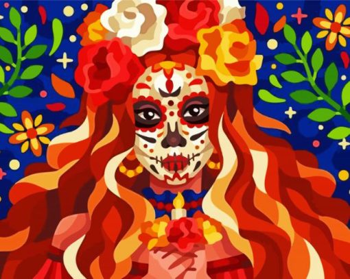 Sugar Skull Lady paint by numbers