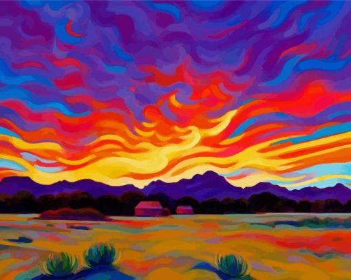 Sunset View Landscape paint by numbers
