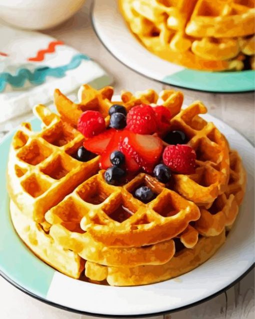 Tasty Waffles With Fruits paint by numbers