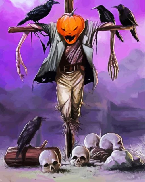 The Scarecrow And Head Skulls Paint by numbers