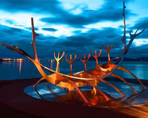 The Sun Voyager Sculpture paint by numbers