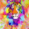 Watercolors Tiger Splatter paint by numbers