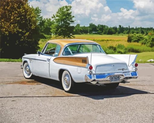White Studebaker Car paint by numbers