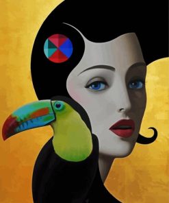 Woman And Bird Art paint by numbers