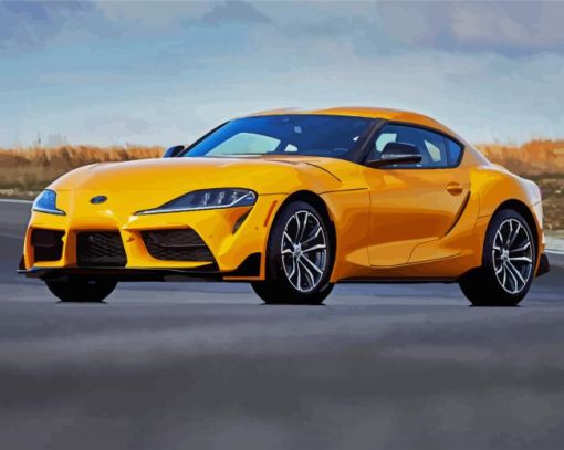 Yellow Toyota GR Supra paint by numbers