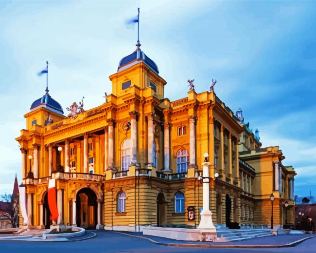 Croatian National Theatre In Zagreb paint by numbers
