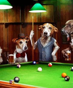 Dogs Animals Playing Pool paint by numbers