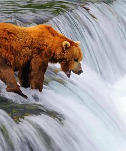 Aesthetic Bears And Waterfall paint by numbers