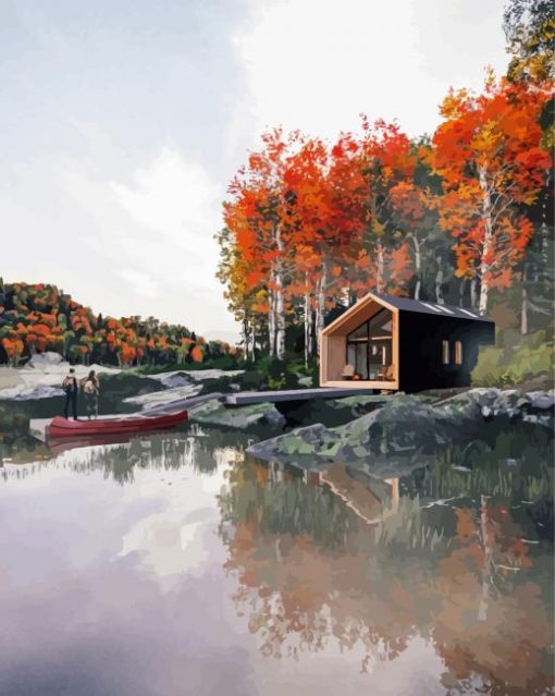 Aesthetic Lake Cabin paint by numbers