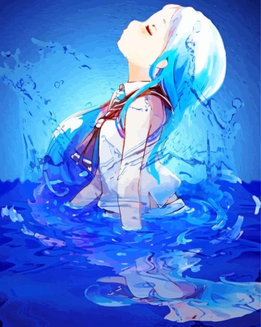 Aesthetic Water Anime Girl paint by numbers