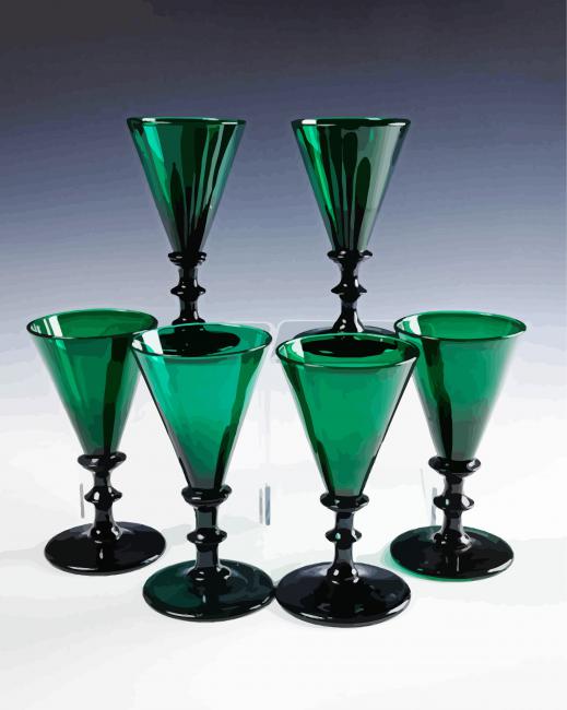 Aesthetics Wine Green Glasses paint by numbers