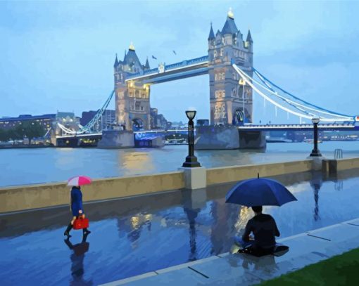 Aesthetic London City In The Rain paint by numbers