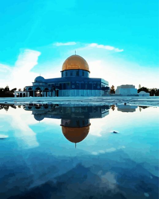 Al Aqsa Mosque Reflection In Water paint by numbers