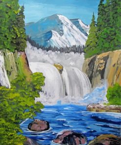 Alaskan Waterfall Bob Ross Art Paint by numbers