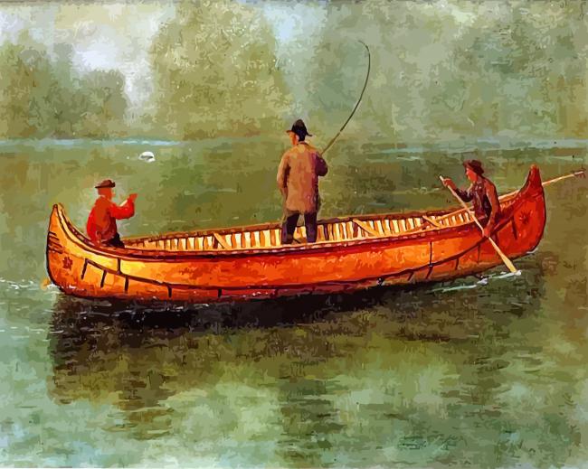 Albert Bierstadt Fishing From A Canoe paint by numbers