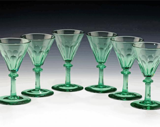 Antique Wine Green Glasses paint by numbers