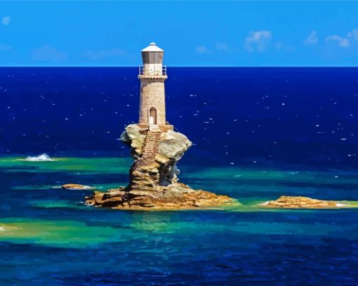 Beautiful Lighthouse In Sea paint by numbers