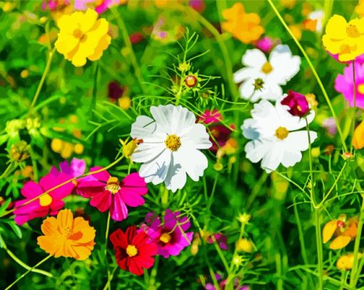 Adorable Wild Flowers Meadow paint by numbers