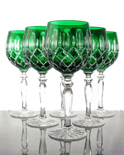 Beautiful Wine Green Glasses paint by numbers