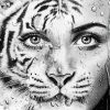 Black And White Girl Lion Faces paint by numbers
