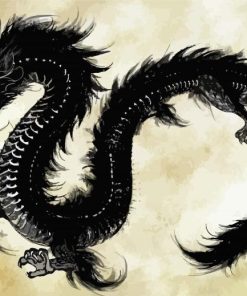 Black Japanese Dragon paint by numbers