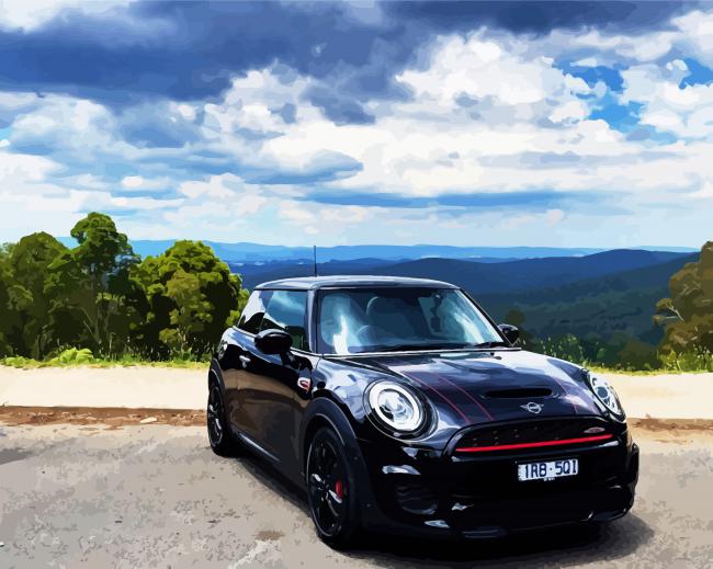 Black Mini Cooper paint by numbers