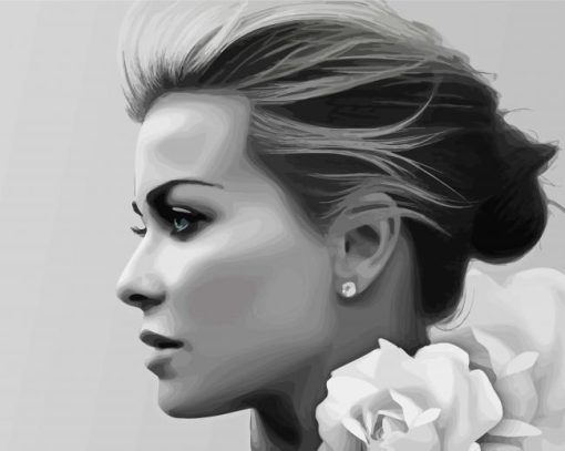 Side Profile Black And White Woman paint by numbers