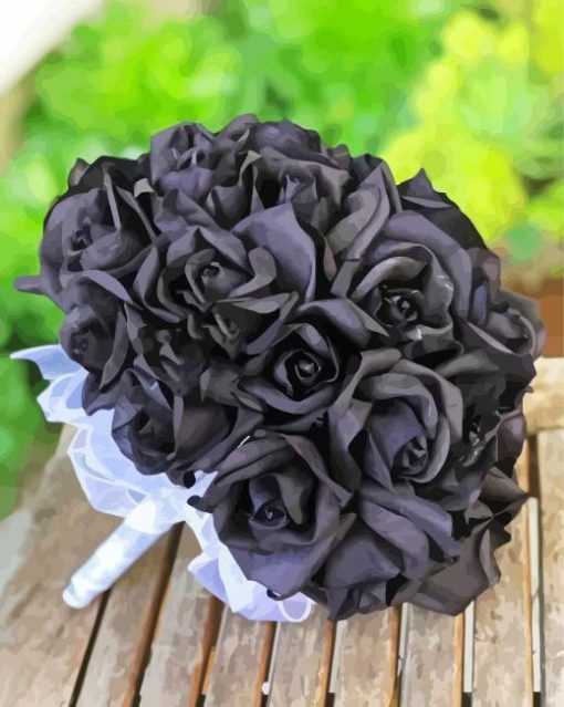 Black Floral Bouquet paint by numbers