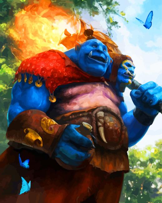 Blue Ogre With Butterfly paint by numbers