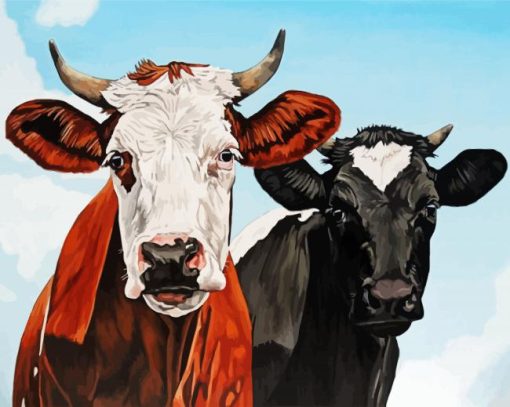 Brown And Black Cows paint by numbers
