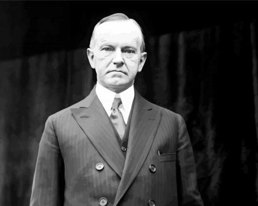 Calvin Coolidge In Black And White paint by numbers