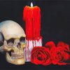 Candle With Roses And Skull paint by numbers