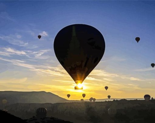 Cappadocia Hot Air Balloons Silhouette paint by numbers