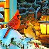Cardinals In Winter Art paint by numbers