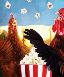 Chickens Eating Popcorn paint by numbers