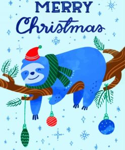 Christmas Blue Sloth paint by numbers