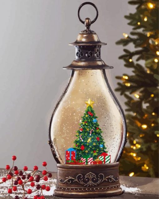 Christmas Lanterns Tree paint by numbers
