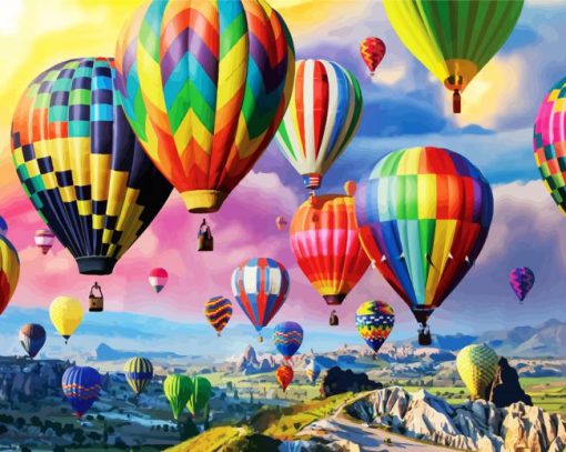 Colorful Hot Airbaloons Up paint by numbers