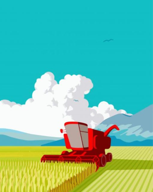 Combine Harvester Illustration paint by numbers
